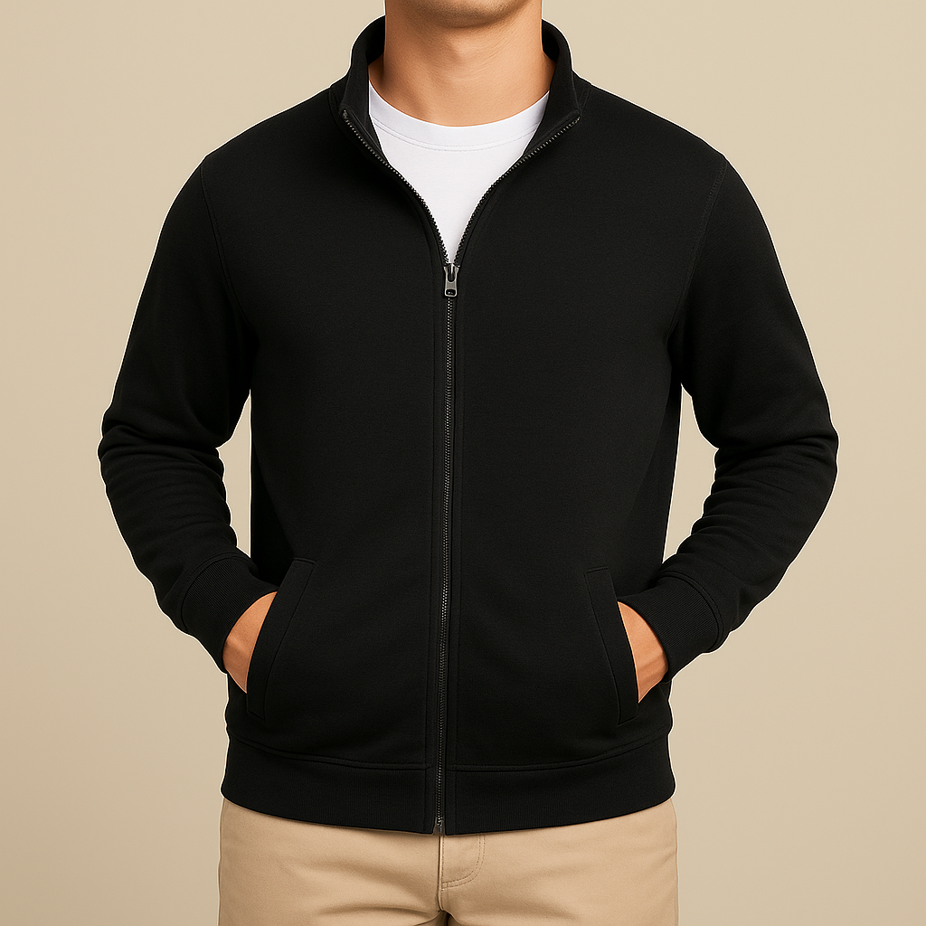 Herr Zip-Cardigan Slim Fit Långärmad