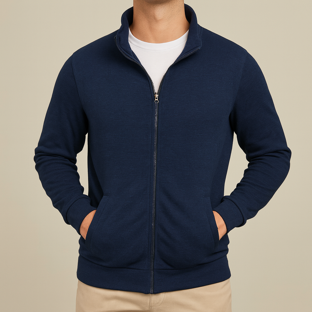 Herr Zip-Cardigan Slim Fit Långärmad