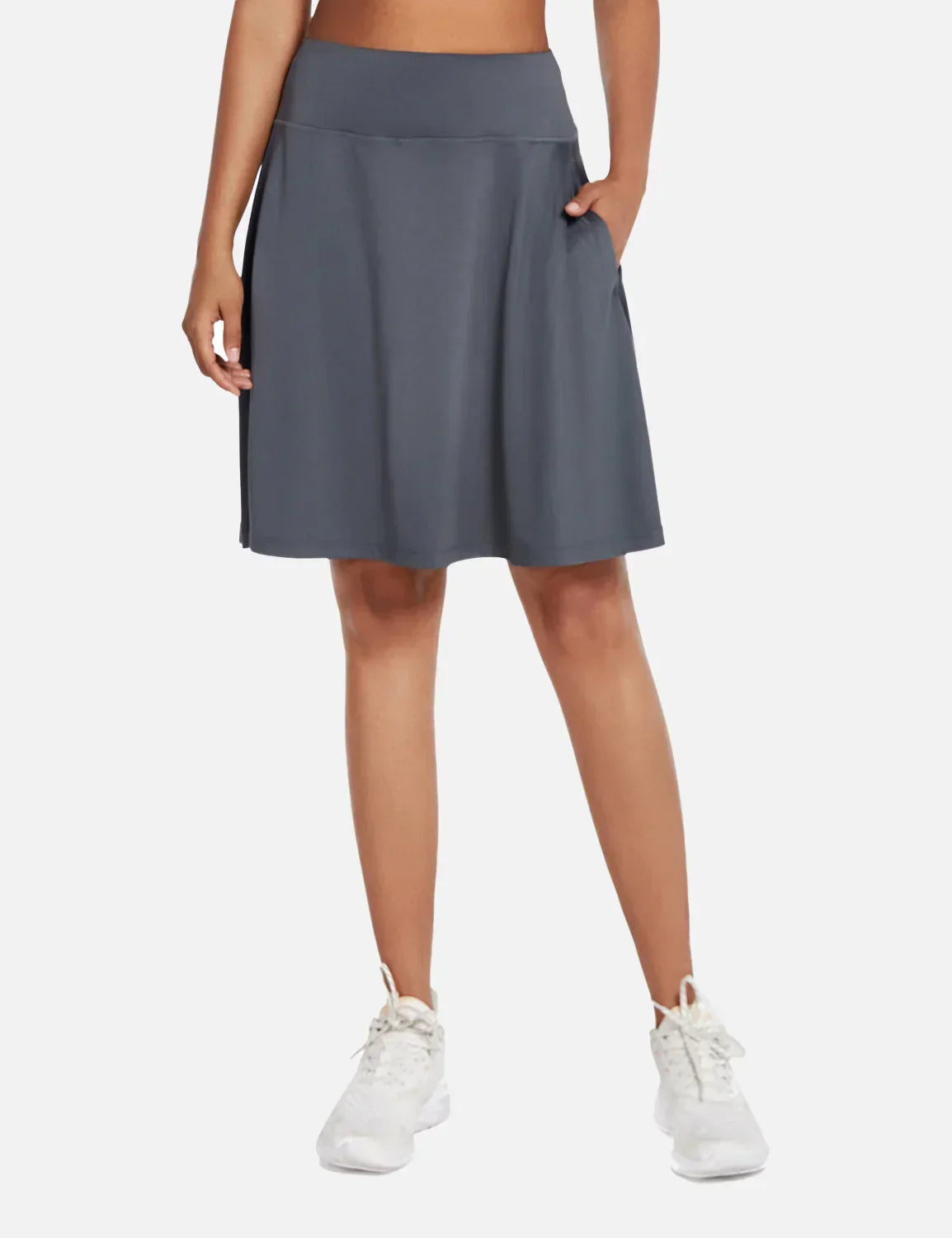 Dam Skort för Sommaren UPF50 Plus Hög Midja Plisserad med Inbyggda Shorts och Fickor
