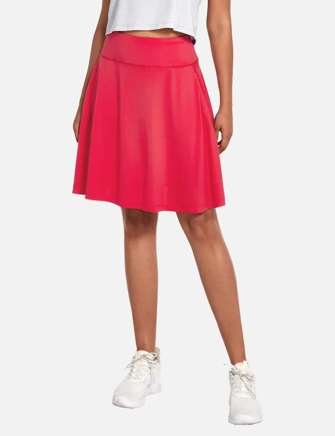 Dam Skort för Sommaren UPF50 Plus Hög Midja Plisserad med Inbyggda Shorts och Fickor