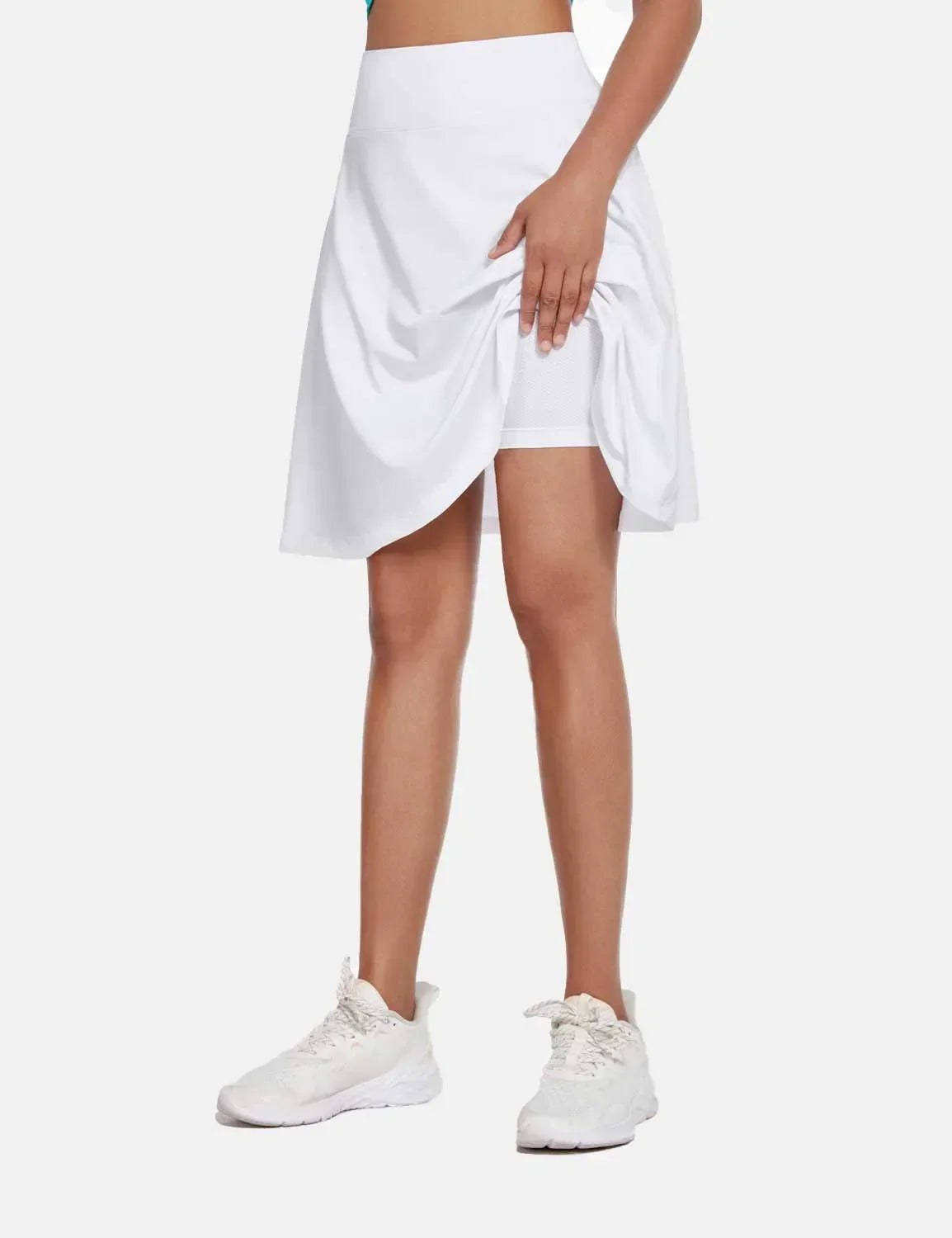 Dam Skort för Sommaren UPF50 Plus Hög Midja Plisserad med Inbyggda Shorts och Fickor