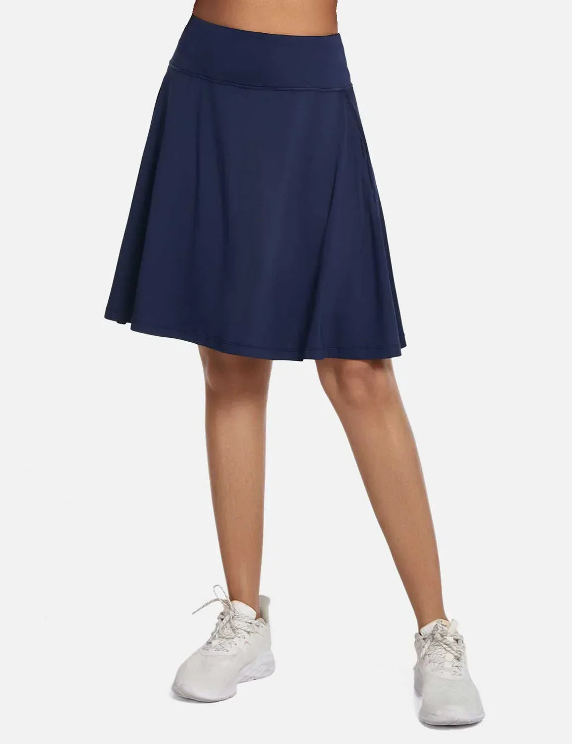 Dam Skort för Sommaren UPF50 Plus Hög Midja Plisserad med Inbyggda Shorts och Fickor