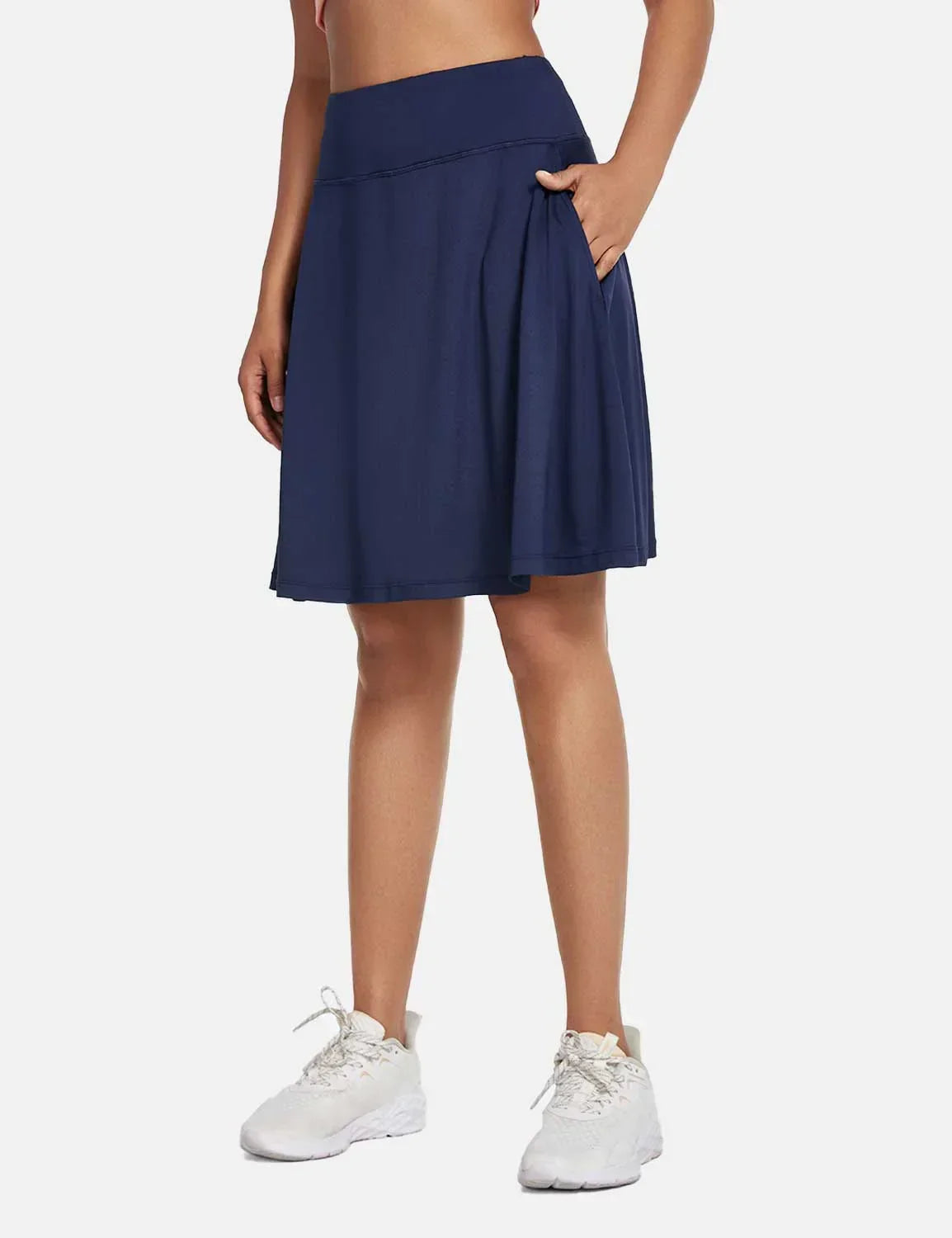 Dam Skort för Sommaren UPF50 Plus Hög Midja Plisserad med Inbyggda Shorts och Fickor