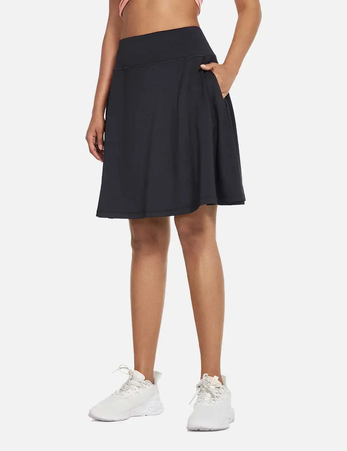 Dam Skort för Sommaren UPF50 Plus Hög Midja Plisserad med Inbyggda Shorts och Fickor