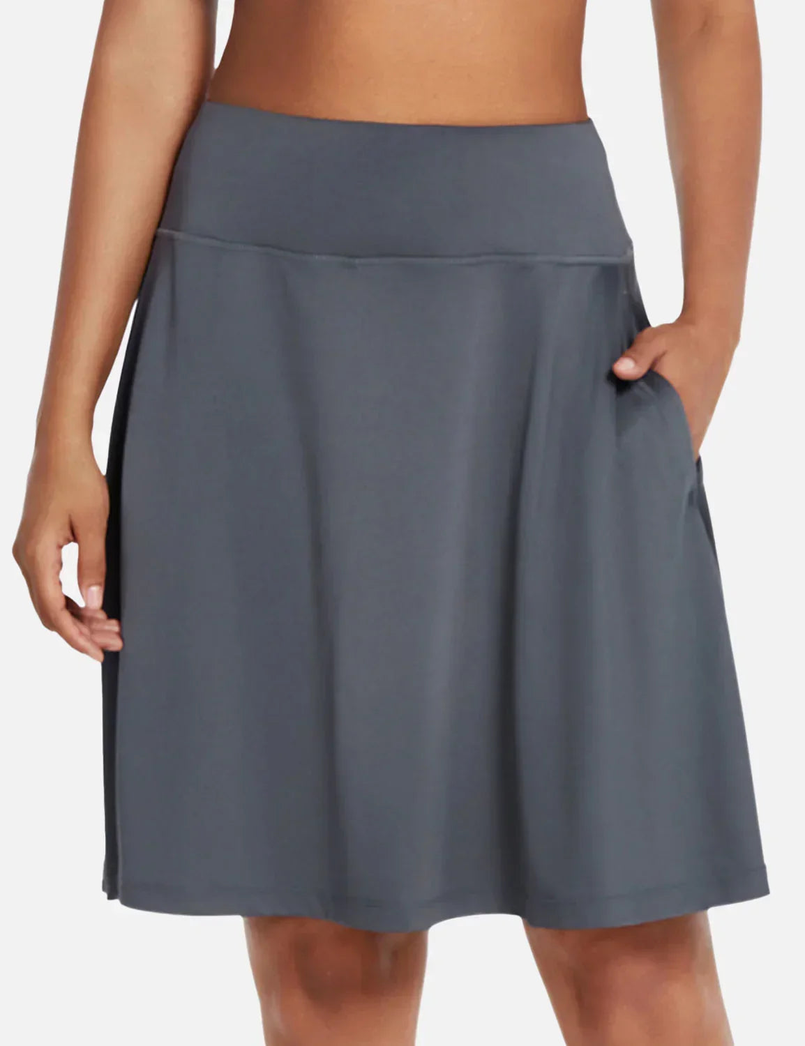 Dam Skort för Sommaren UPF50 Plus Hög Midja Plisserad med Inbyggda Shorts och Fickor