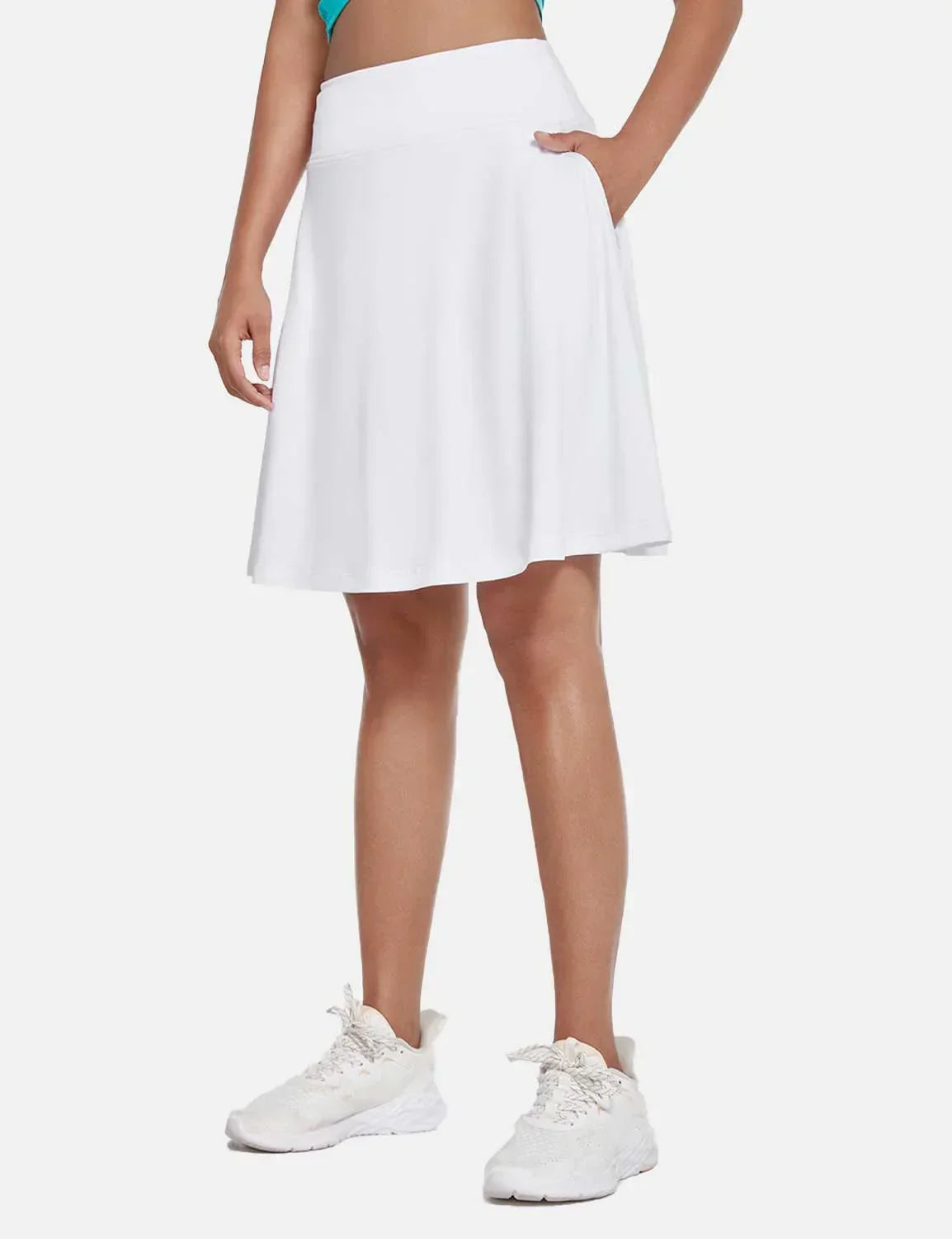 Dam Skort för Sommaren UPF50 Plus Hög Midja Plisserad med Inbyggda Shorts och Fickor