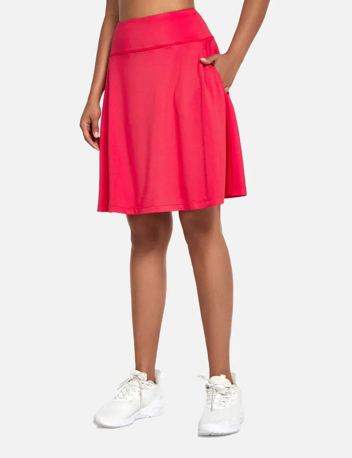 Dam Skort för Sommaren UPF50 Plus Hög Midja Plisserad med Inbyggda Shorts och Fickor
