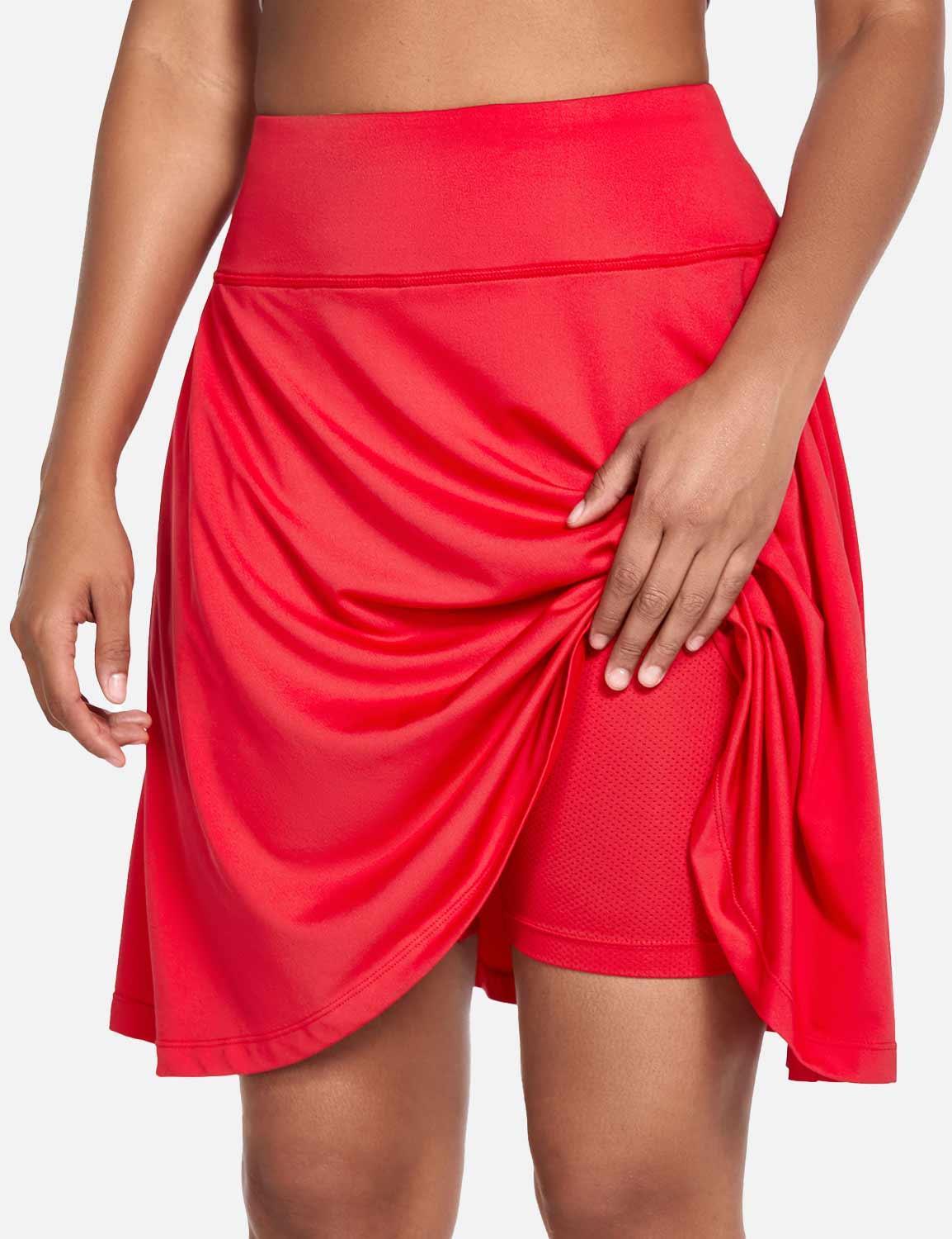 Dam Skort för Sommaren UPF50 Plus Hög Midja Plisserad med Inbyggda Shorts och Fickor