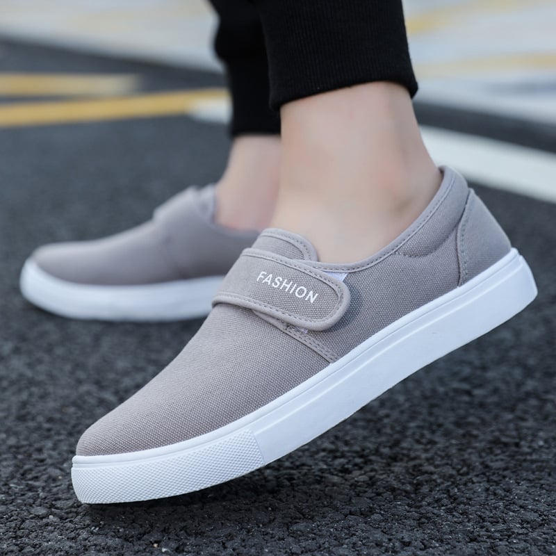 Herrsneakers Med Kardborreband, Platt Sula Och Låg Design