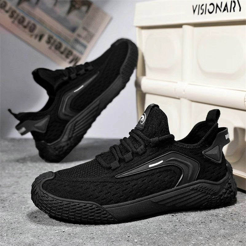 Herrsportsneakers Med Snörning, Rund Tå Och Platt Sula