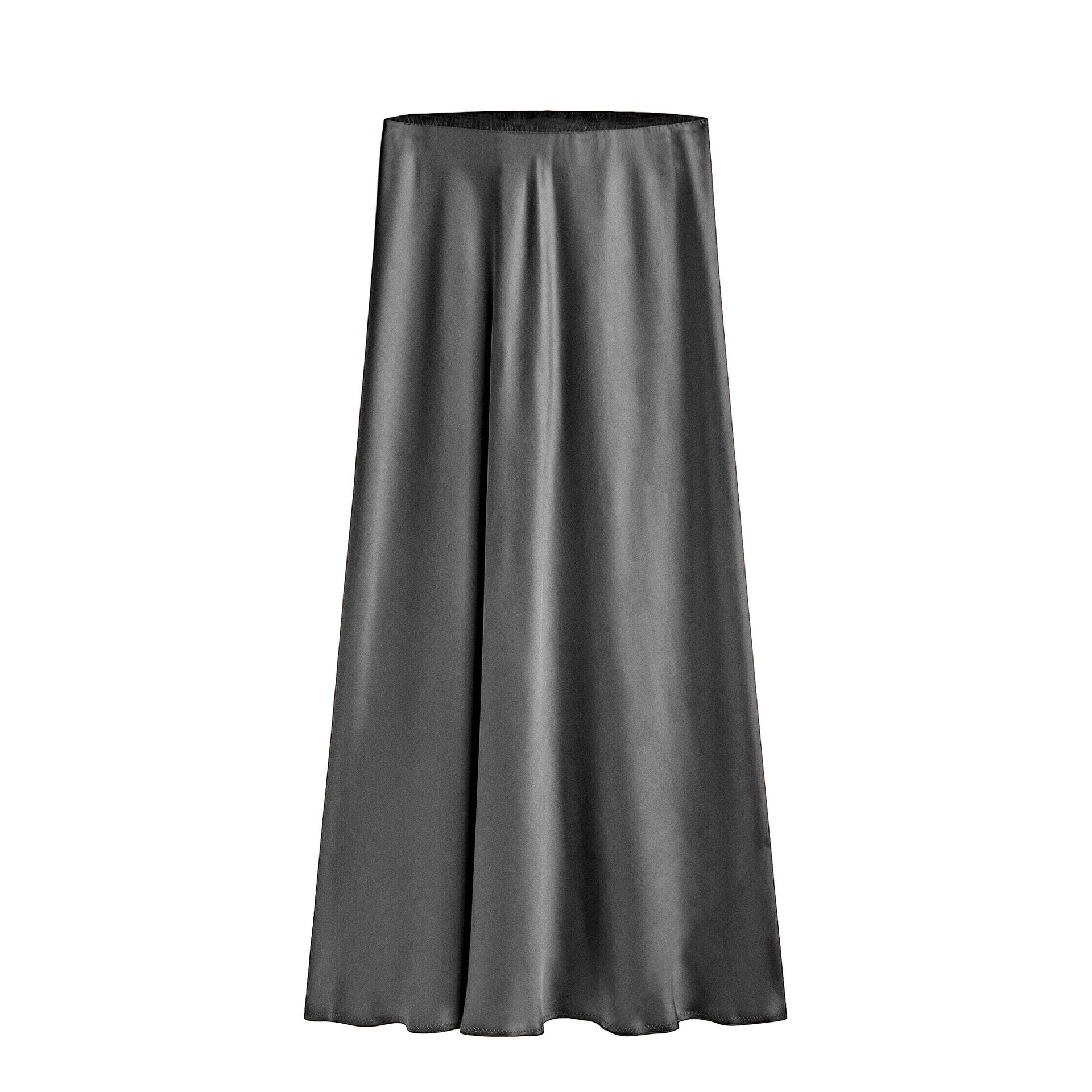 Kvinnors Mellanlång Kjol Med Hög Midja, Elastisk Sned Slits