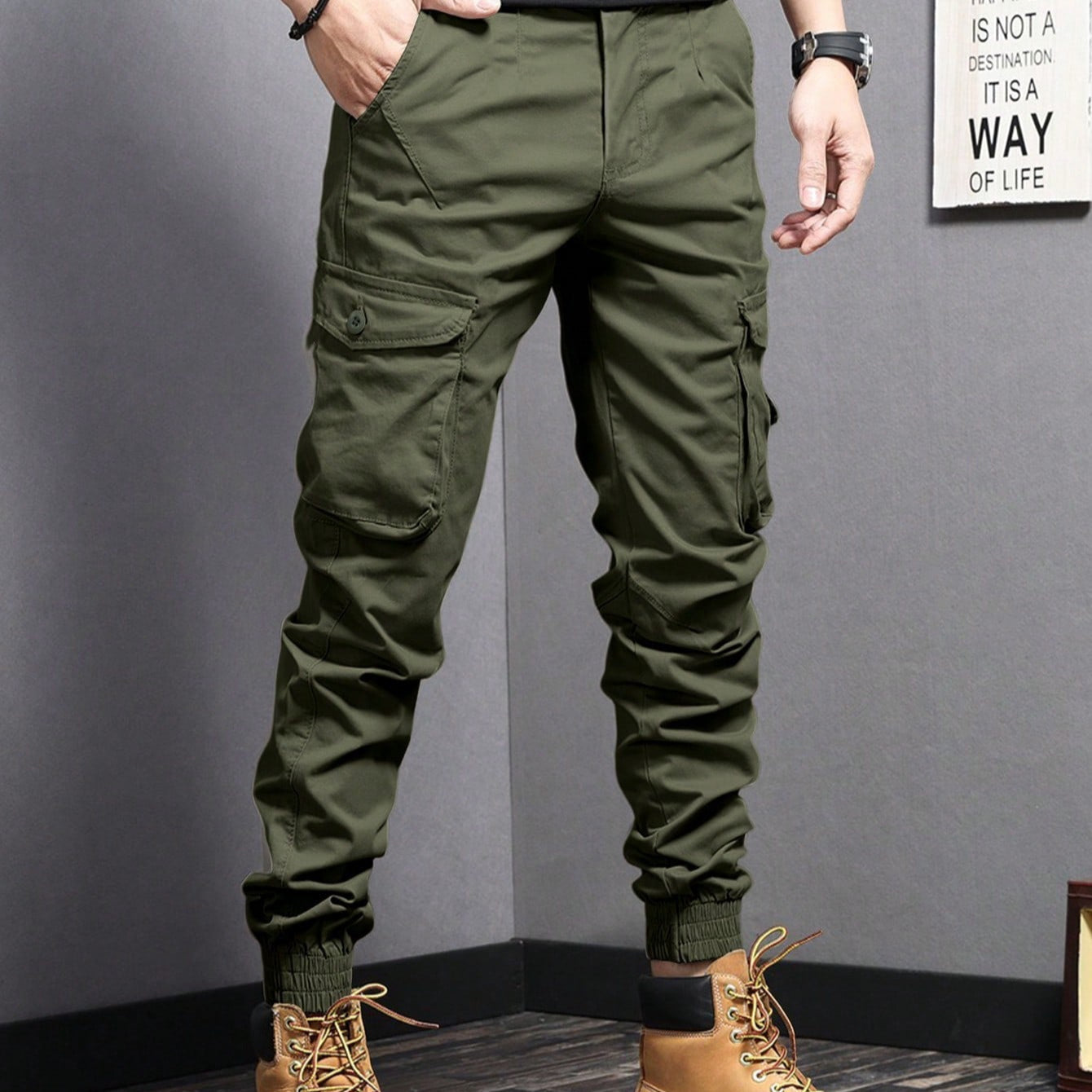 Herr Raka Dragsko Arbetsbyxor Multi Pocket Design