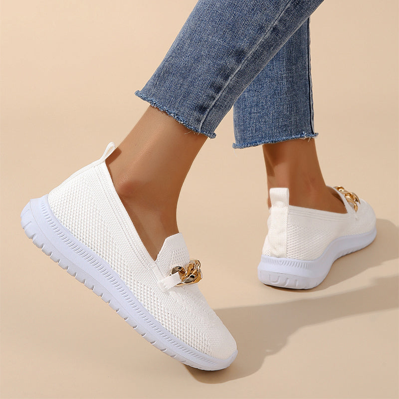 Damskor I Mesh Med Rund Tå Och Medellång Klack, Slip-On-Design