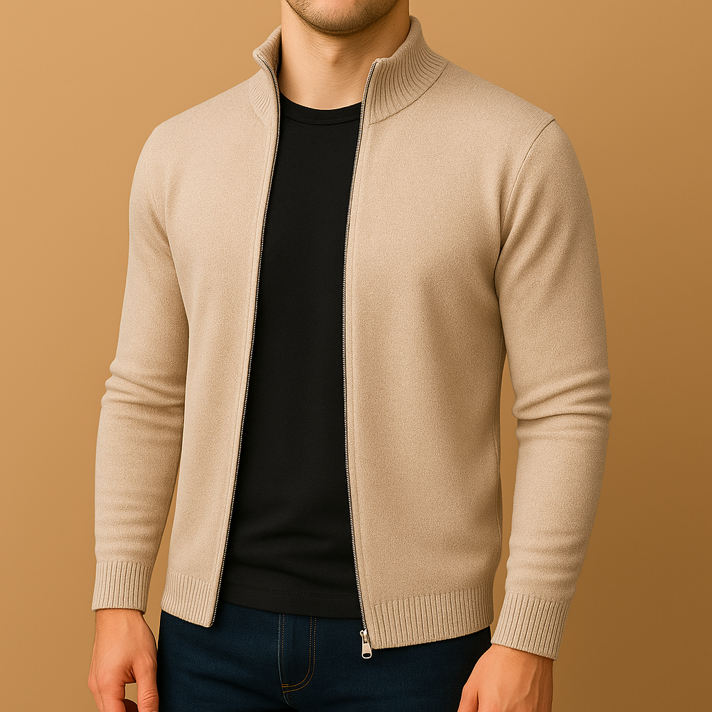 Herrkofta i Finstickad Slim Fit