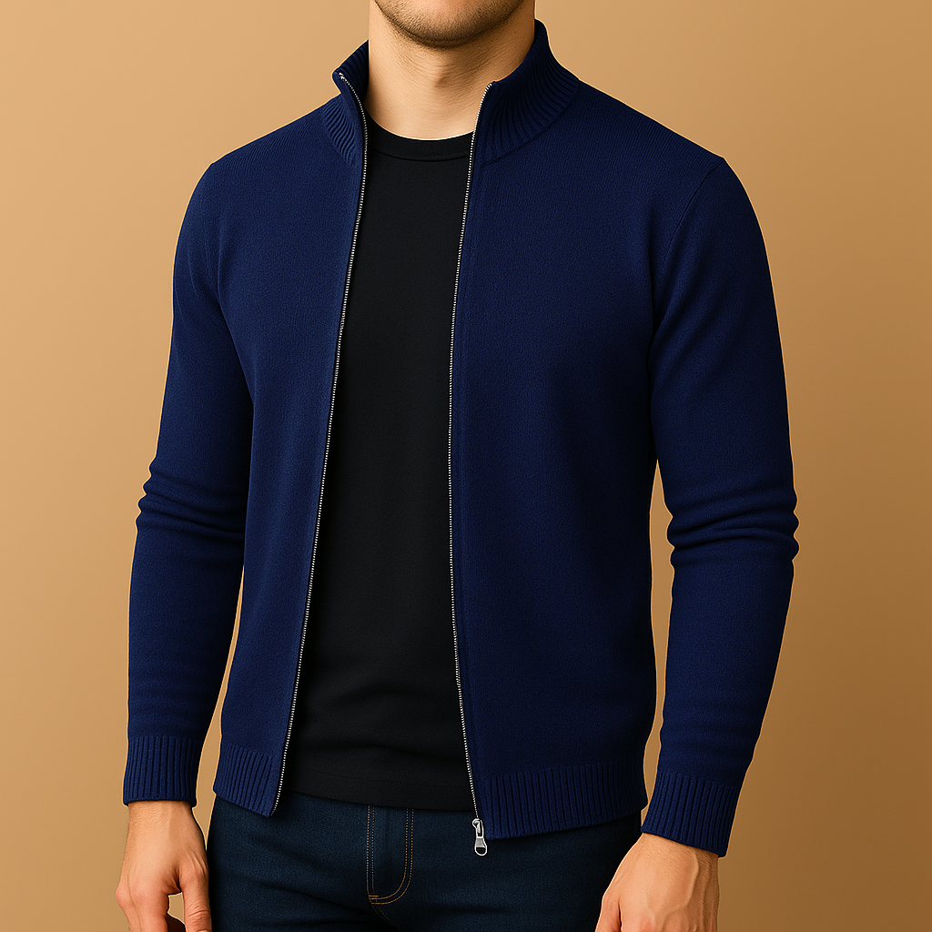 Herrkofta i Finstickad Slim Fit