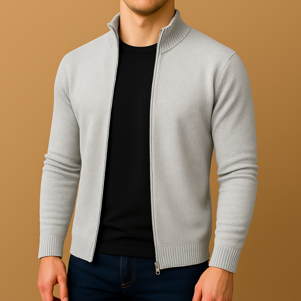 Herrkofta i Finstickad Slim Fit