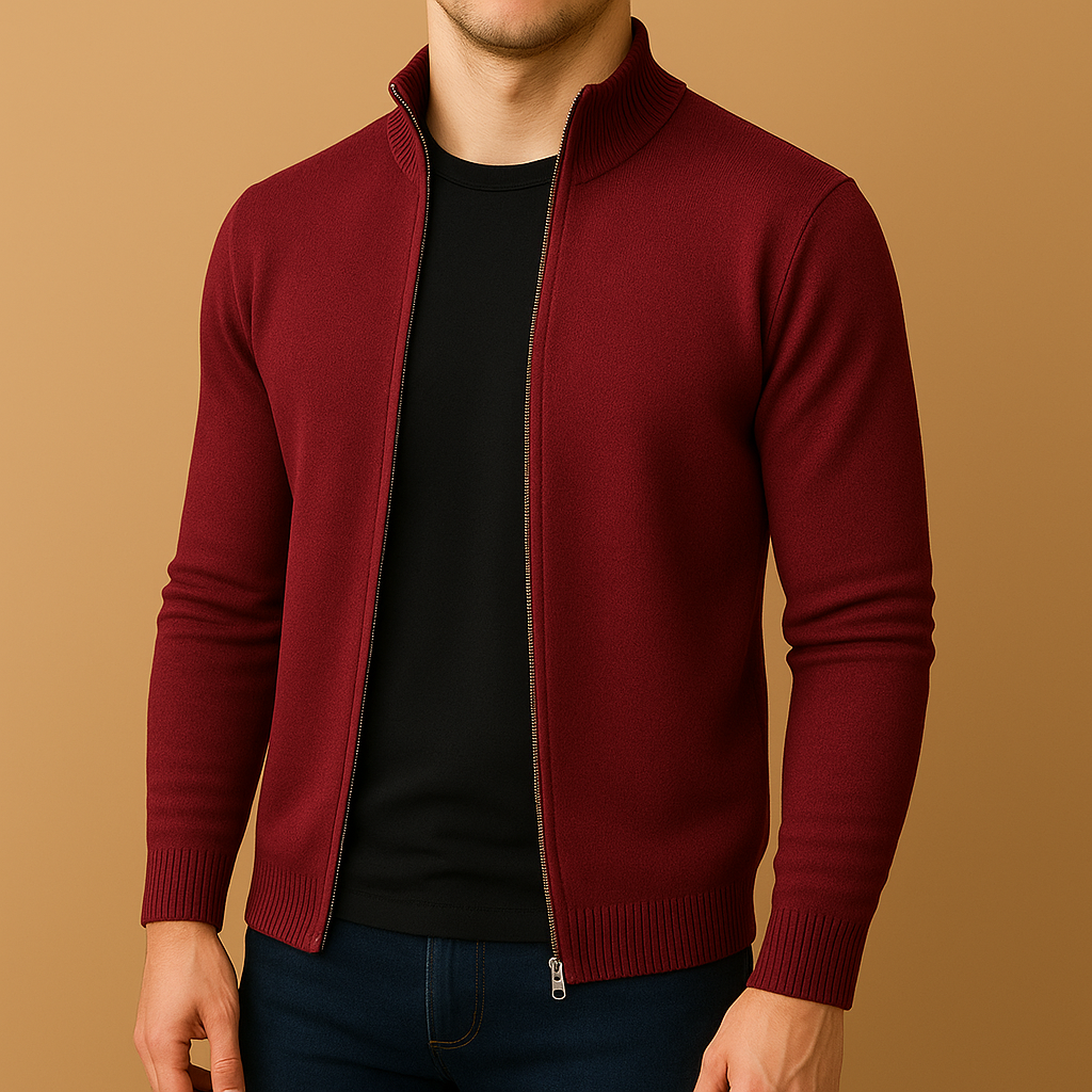 Herrkofta i Finstickad Slim Fit