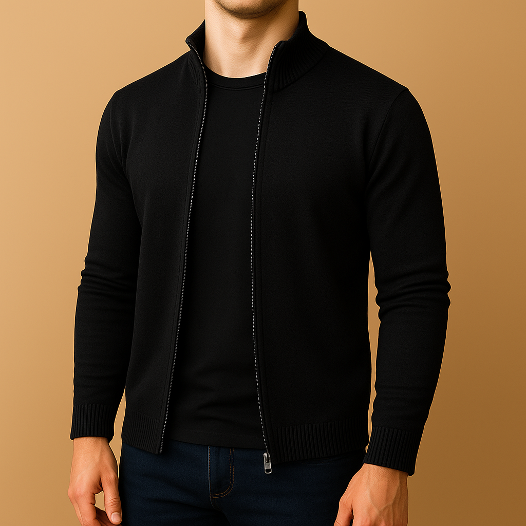 Herrkofta i Finstickad Slim Fit