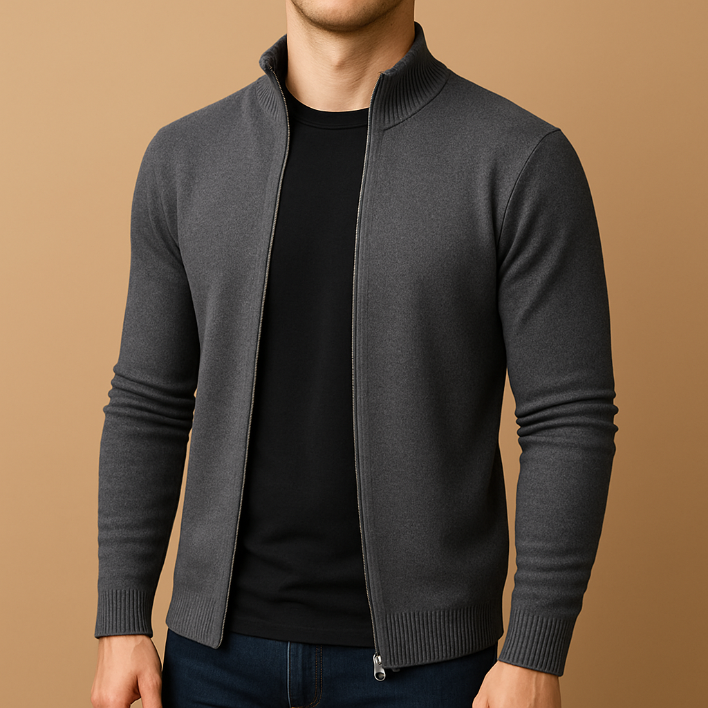 Herrkofta i Finstickad Slim Fit