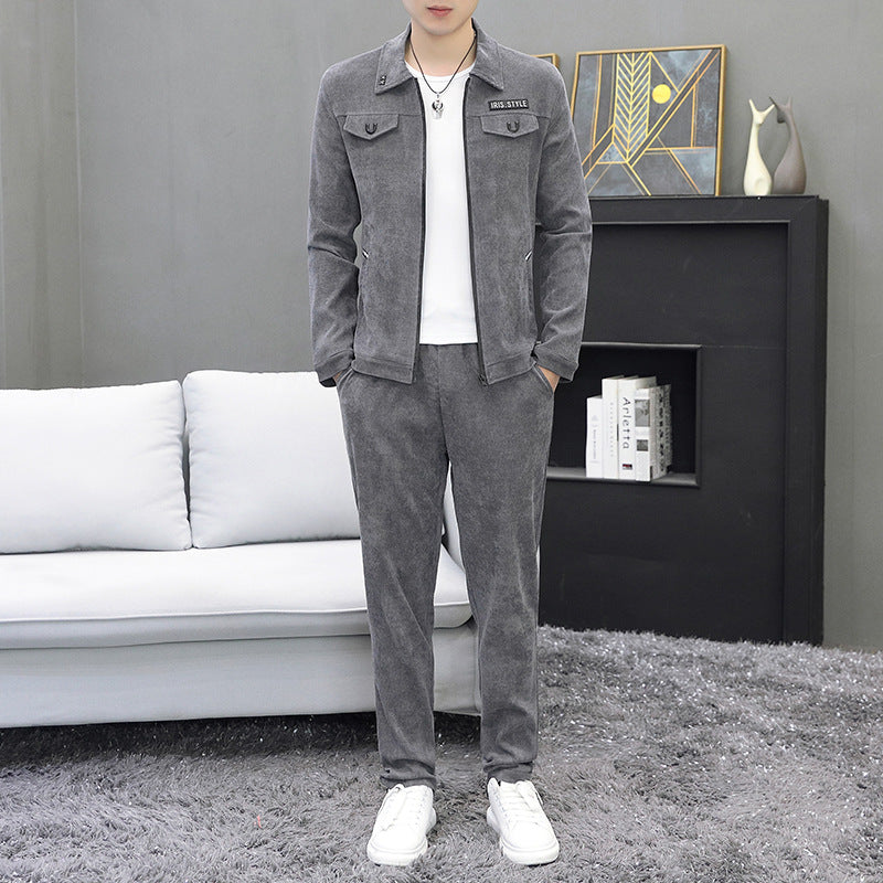 Herr Höst Tvådelad Kostym Manchestermaterial Jacka och Byxor i Full Längd