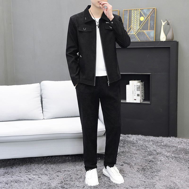 Herr Höst Tvådelad Kostym Manchestermaterial Jacka och Byxor i Full Längd