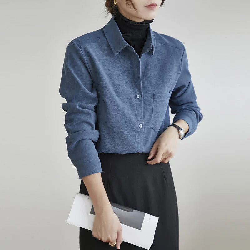 Dam Höst Manchester Skjorta Med Bandage Framsida Och Långa Ärmar