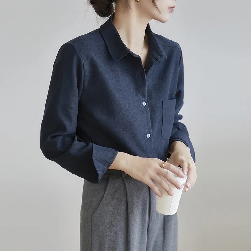 Dam Höst Manchester Skjorta Med Bandage Framsida Och Långa Ärmar