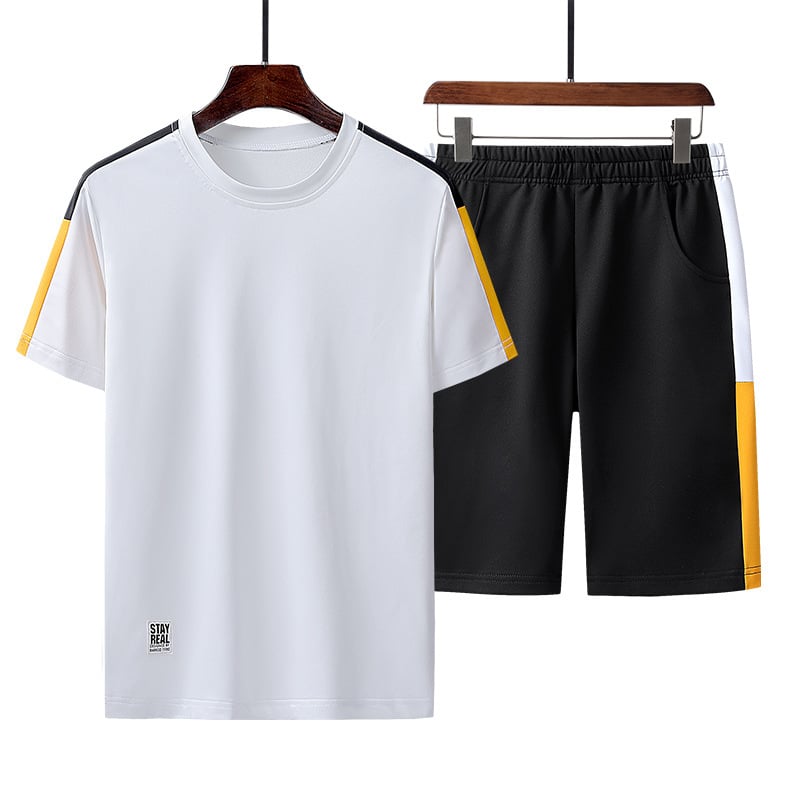 Herr Sommar Löpning Set Tvådelad Kortärmad Topp och Shorts Andningsbart