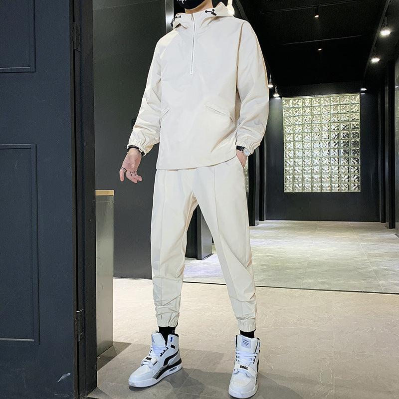 Herr Spring Tracksuit Tvådelad Dragkedjetröja med Huva och Långbyxor