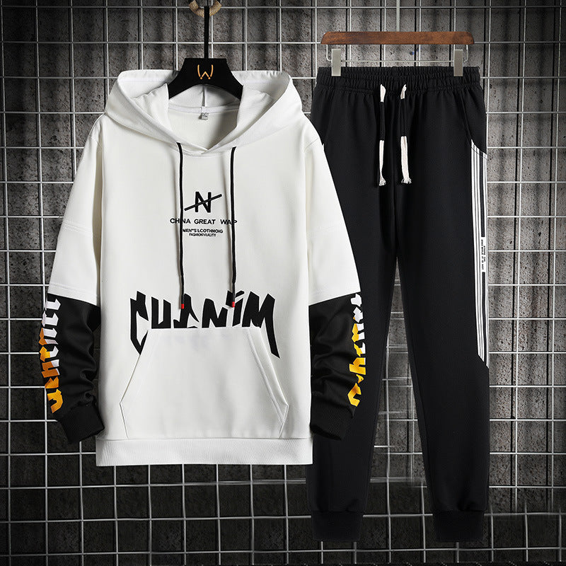 Hoodie-set för Herr Våren med Långärmad Huvtröja och Matchande Byxor