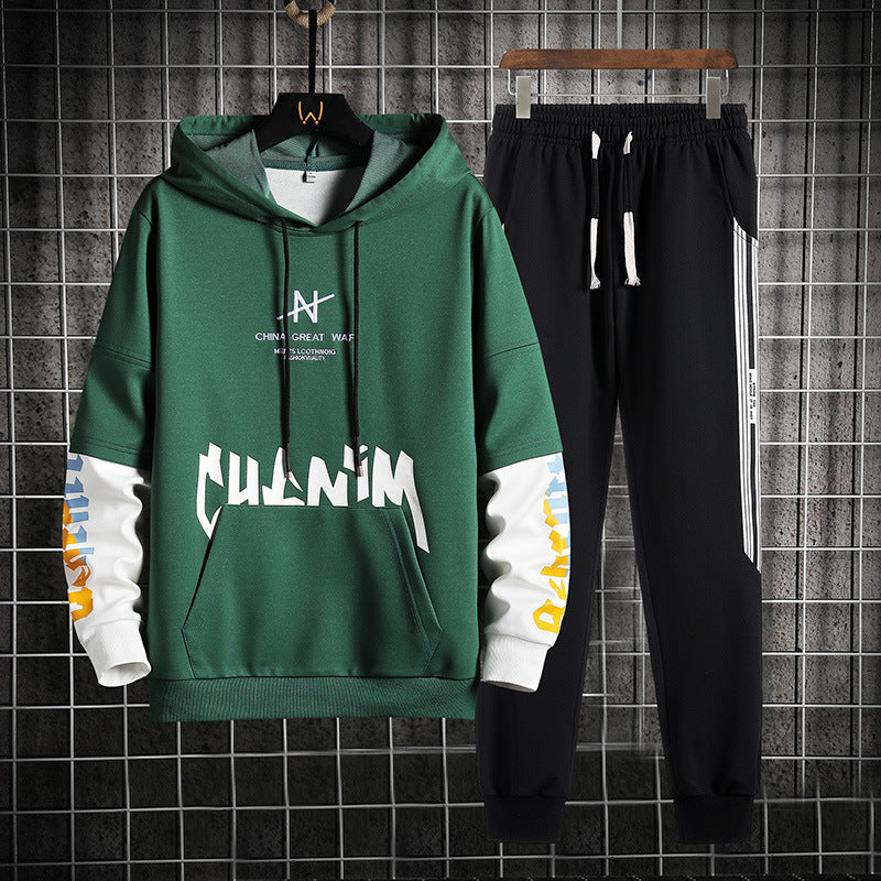 Hoodie-set för Herr Våren med Långärmad Huvtröja och Matchande Byxor
