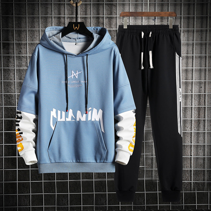 Hoodie-set för Herr Våren med Långärmad Huvtröja och Matchande Byxor