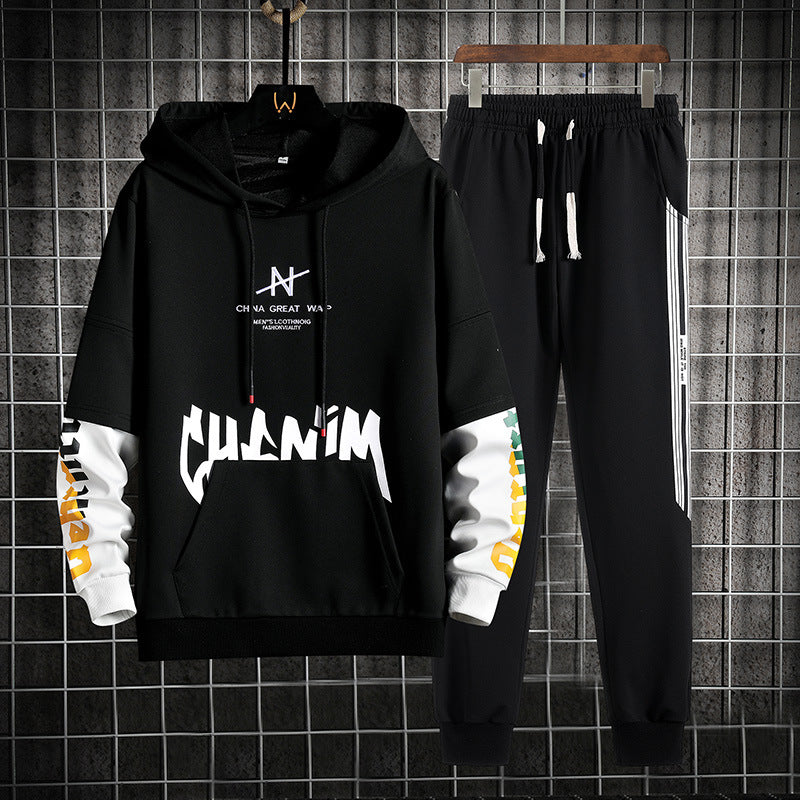 Hoodie-set för Herr Våren med Långärmad Huvtröja och Matchande Byxor