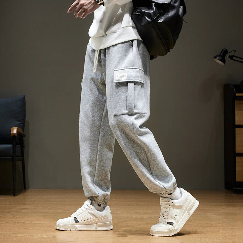 Herrarnas Sportbyxor Plusstorlek Hög Midja Stickad Elastisk Passform