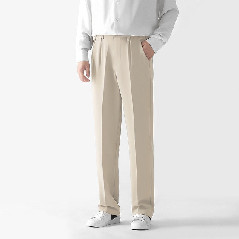 Herrbyxor för höst och vinter, rakt ben, lös passform, normal midja, i polyester
