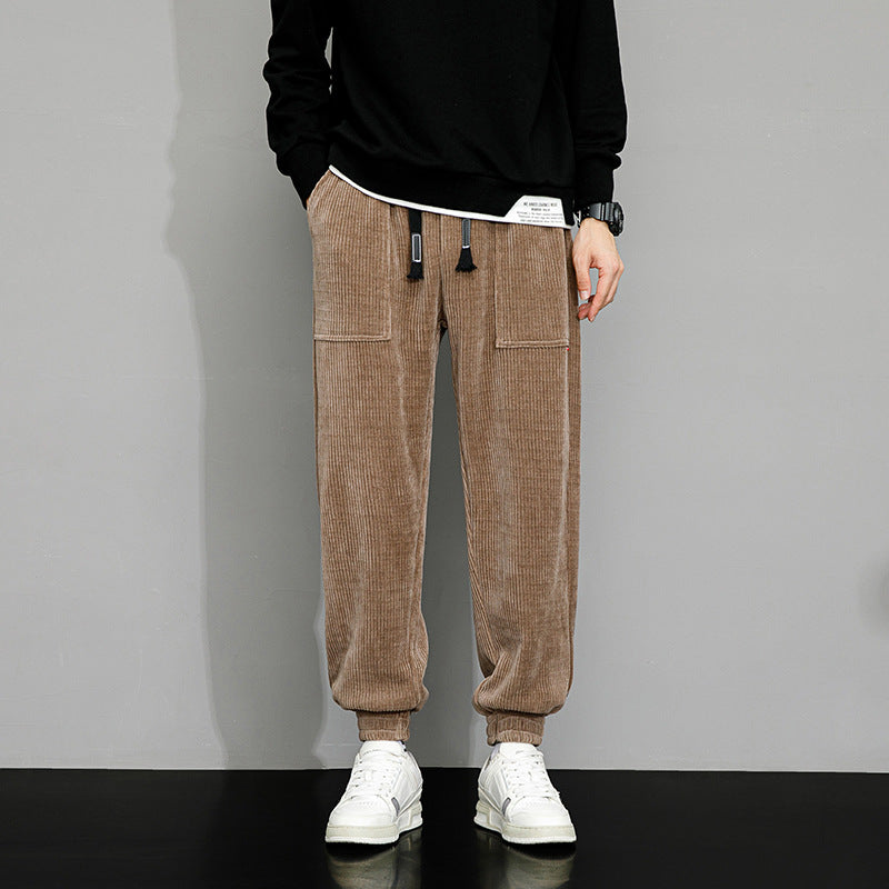 Herrbyxor Höst Vinter Sweatpants Lös Passform Vida Ben Manchestertyg Resårmidja Flera Färgalternativ