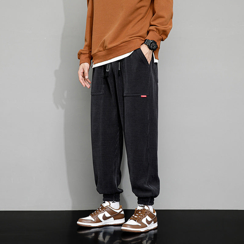Herrbyxor Höst Vinter Sweatpants Lös Passform Vida Ben Manchestertyg Resårmidja Flera Färgalternativ