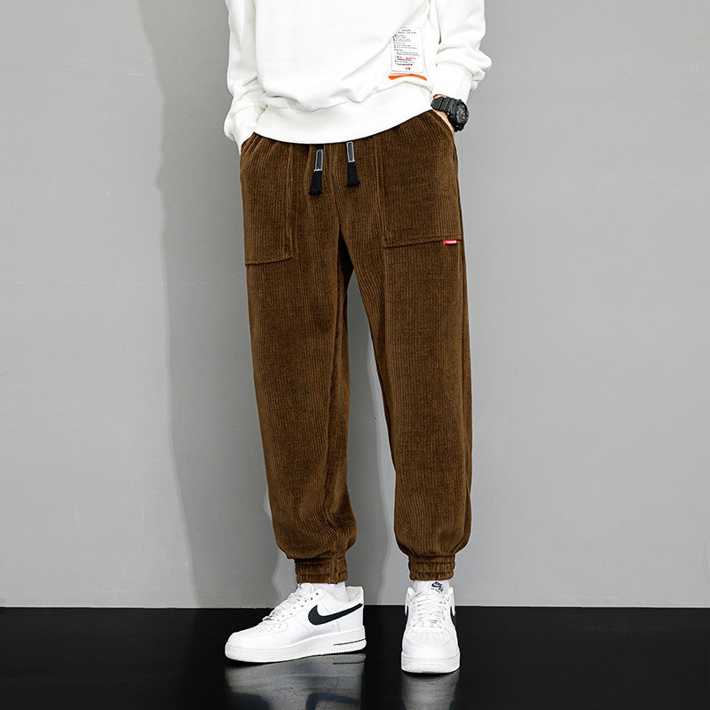 Herrbyxor Höst Vinter Sweatpants Lös Passform Vida Ben Manchestertyg Resårmidja Flera Färgalternativ