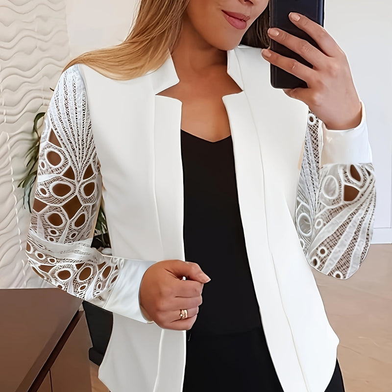 Kvinnors Höstkostym med Ståkrage, Lång ärm, Slim Fit, Enfärgad
