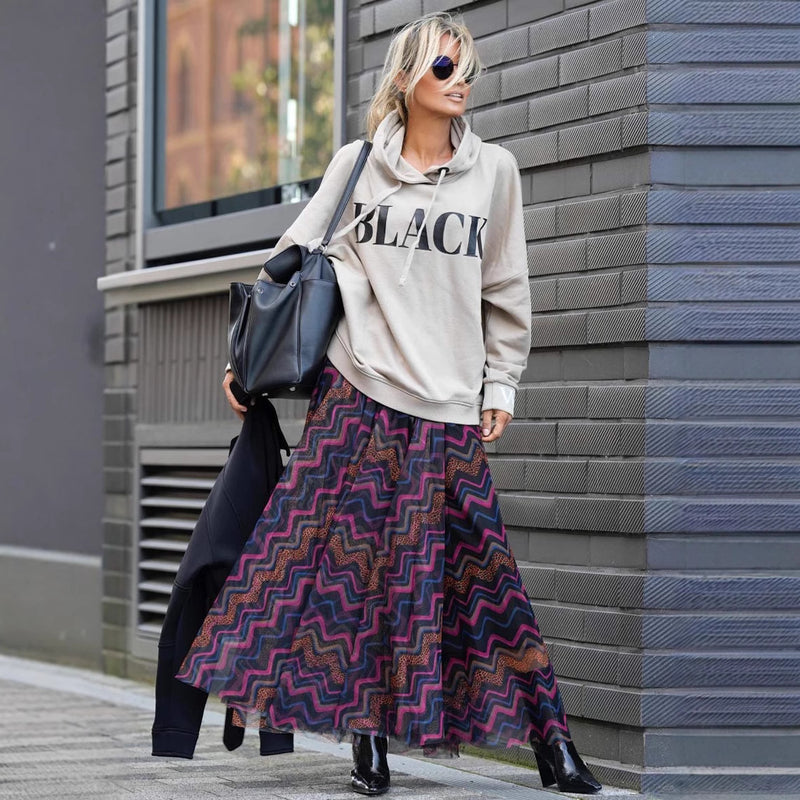 Dam Långkjol Vid Nederkant Tryckt Mönster