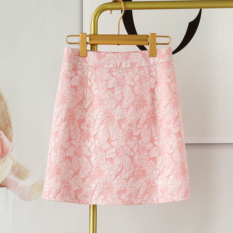 Kvinnors Vårkjol Kort A-linje Jacquard Hög Midja med Dragkedja