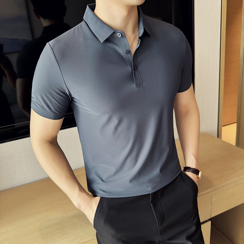 Herr T-Shirt Slim Fit Sömlös Enfärgad Kort Ärm