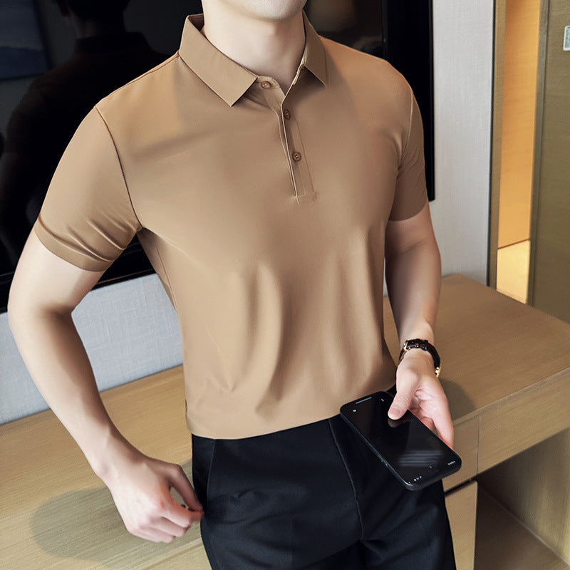 Herr T-Shirt Slim Fit Sömlös Enfärgad Kort Ärm