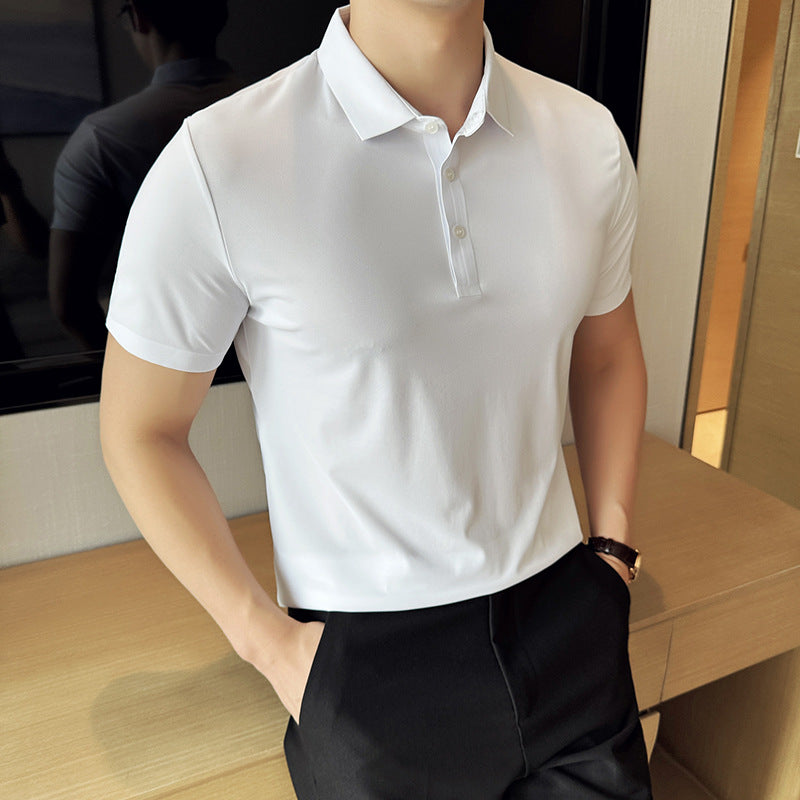 Herr T-Shirt Slim Fit Sömlös Enfärgad Kort Ärm
