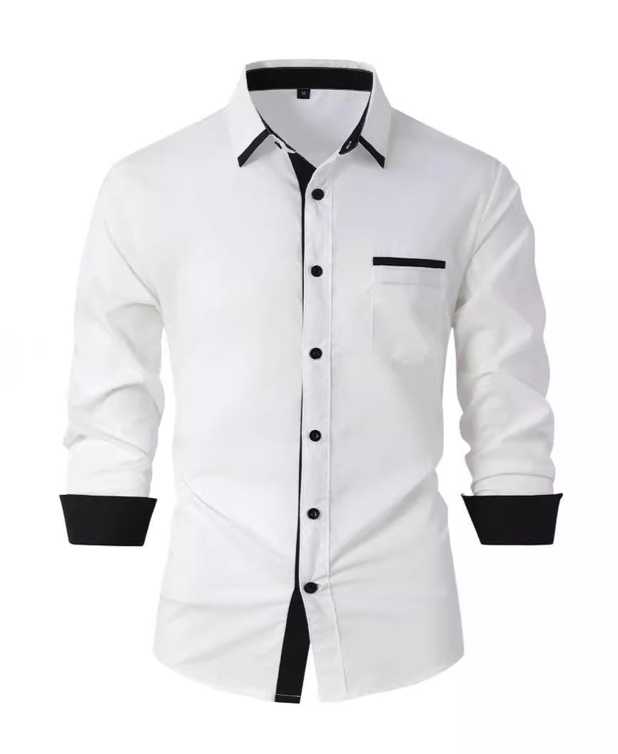 Herrskjorta Höst Randig Smal Passform Button-Down Långärmad Strykfri