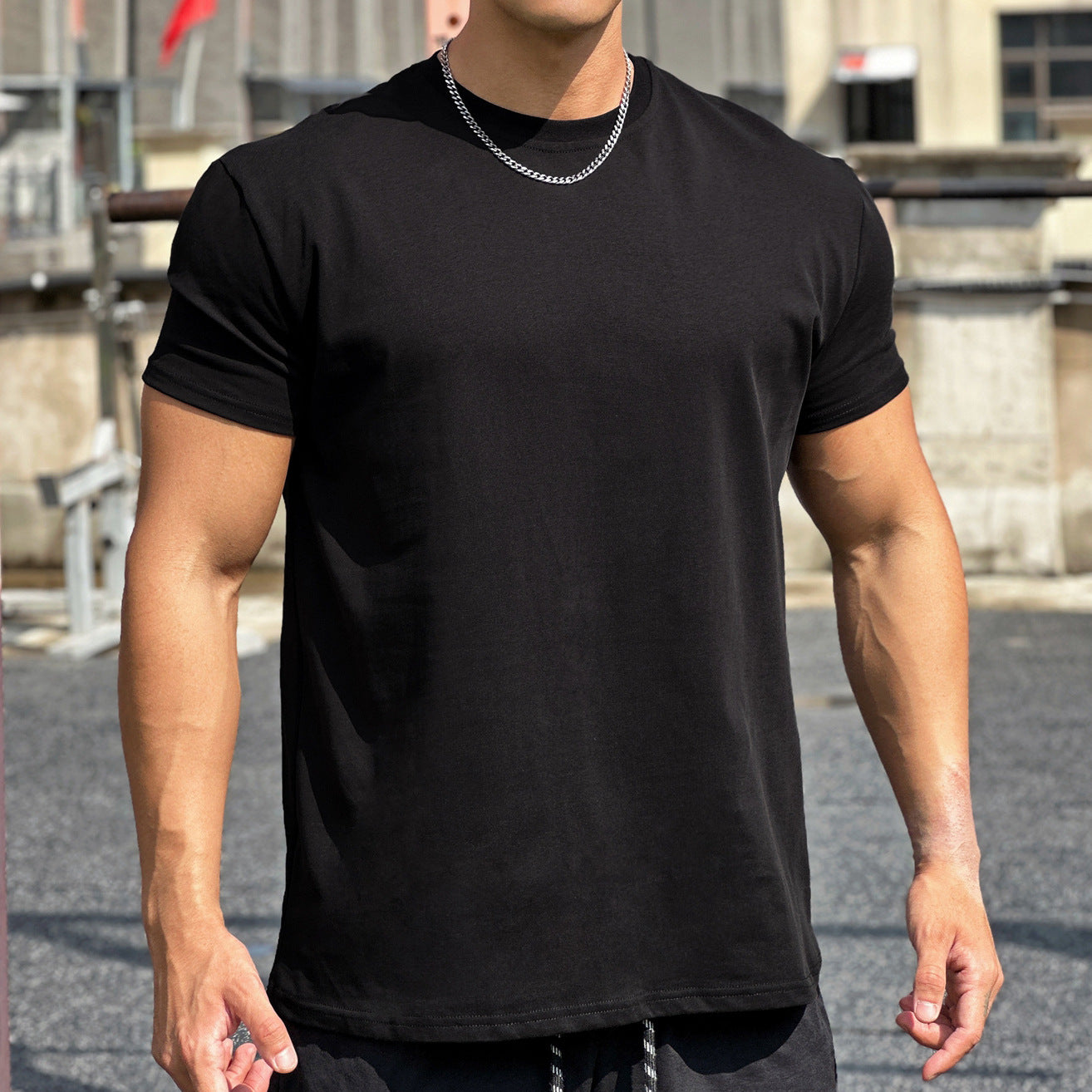 Herr Sommar Sportskjorta Lös Passform Kort Ärm Raglan Ärmar Pullover