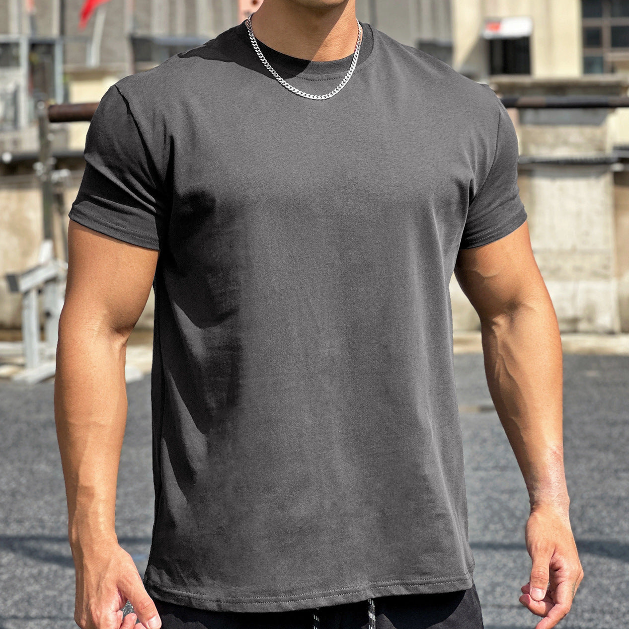 Herr Sommar Sportskjorta Lös Passform Kort Ärm Raglan Ärmar Pullover