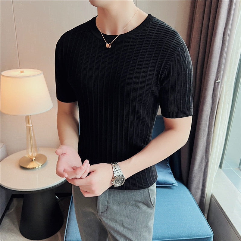 Herrtröja Vår/Höst Slim Fit Stickad Topp Fiberblandning Lättviktsmodell
