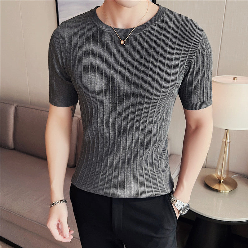 Herrtröja Vår/Höst Slim Fit Stickad Topp Fiberblandning Lättviktsmodell