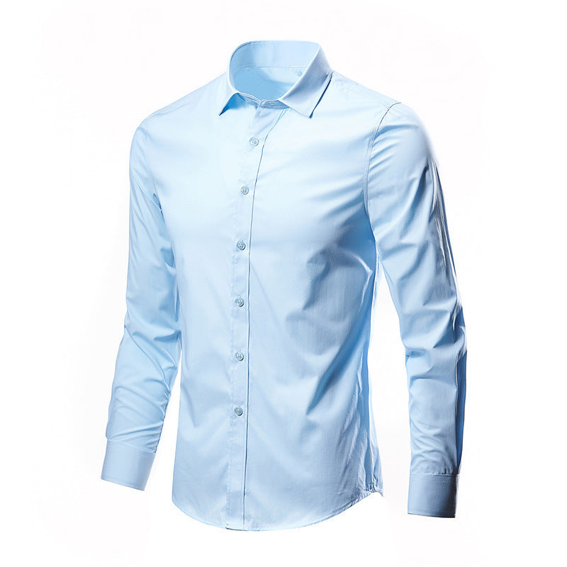 Herrskjorta för Höst med Lång Ärms Business Slim Fit och Strykfri Kvalité